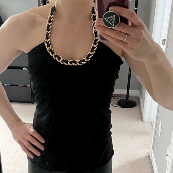 Stunning Anthropologie black and gold halter top - Picture 3 of 5